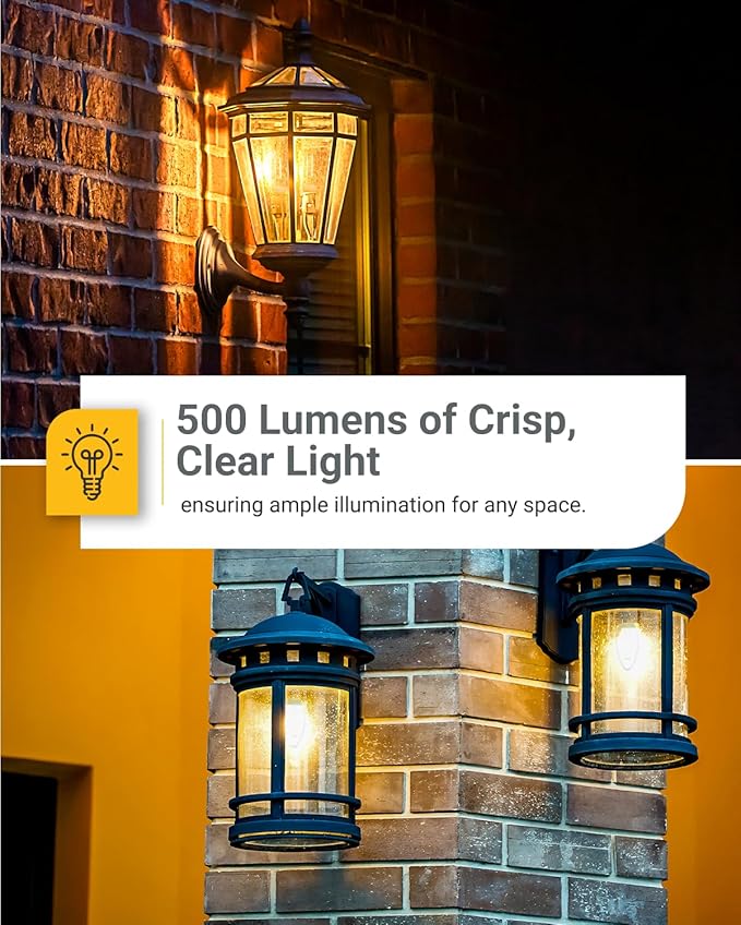 Sunco 6 Pack Dusk to Dawn LED Outdoor Light Bulb B11, Edison Filament Candelabra Bulbs for Porch Lighting, 500 LM, 5W (40W Equivalent), 3000K Warm White, E12 Base, Photocell Sensor UL