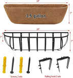 2 Pack 24" Railing Planter Window Box with Coco Fiber Liner Horse Trough Planter The Railing Planters Boxes for Deck Porch Fence Outdoor