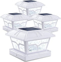 SIEDiNLAR Solar Post Cap Lights Outdoor 2 Modes, 4 Pack, White, Warm/White | Fence Post Lights, 8 LEDs for 4x4, 5x5 & 6x6 Vinyl/Wood Posts, Solar-Powered Waterproof for Patio, Deck, Garden & Yard Decor