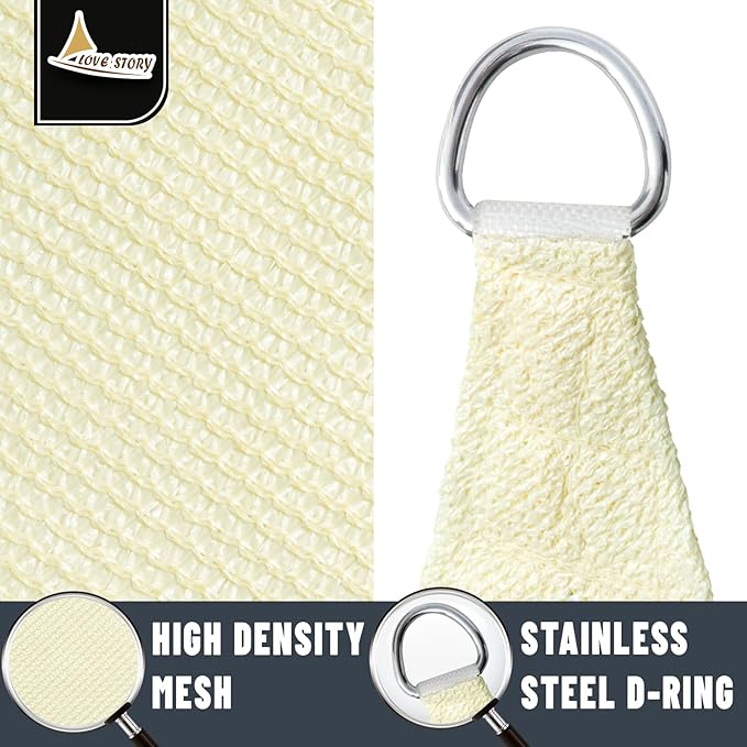 LOVE STORY Custom Size 5'x6'x7.8' Butter Cream Sun Shade Sail Right Triangle Sunshade Fabric Awning Canopy for Patio Backyard Carport Pergola (Customized)