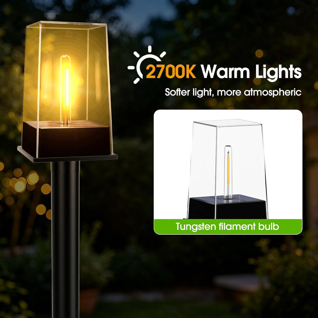 Solar Pathway Lights Outdoor 10 Pack, Solar Garden Lights Warm White 4 Lighting Modes, Solar Path Lights Auto On/Off, Landscape Lighting for Yard Walkway Driveway Patio Lawn Decor