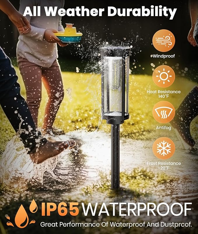 Solar Pathway Lights Outdoor Solar Lights Outdoor, IP65 Waterproof Auto On/Off Solar Garden Lights Solar Powered Landscape Lighting for Yard Walkway Driveway Pathway (Cool White, 2pack)