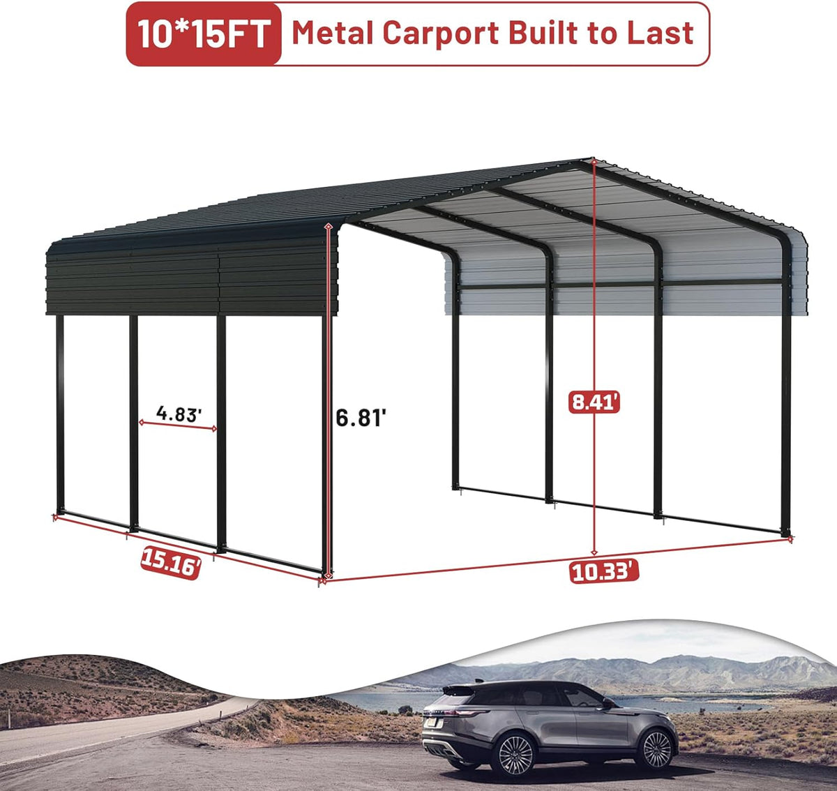 nugriart metal carport 10 x 15 ft with shown in use