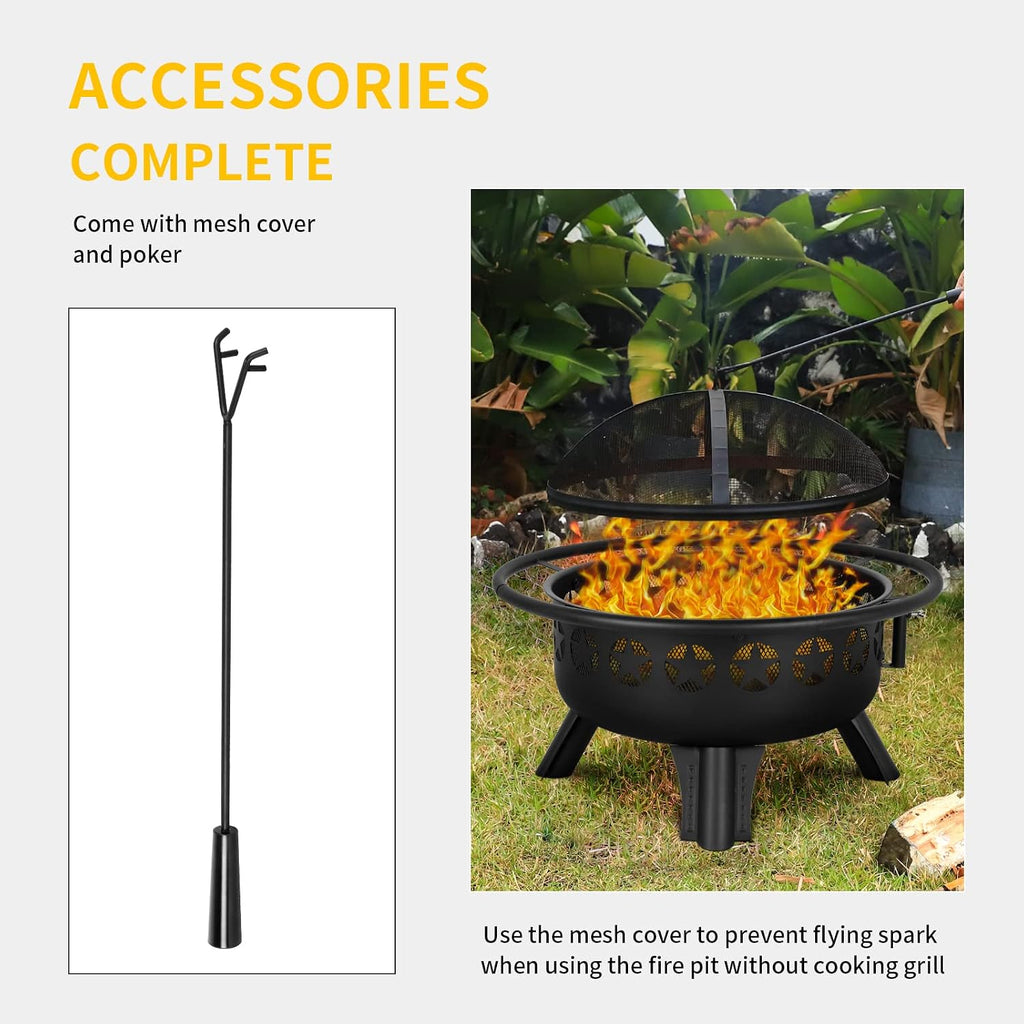 hykolity 2 in 1 fire pit with grill, package contents