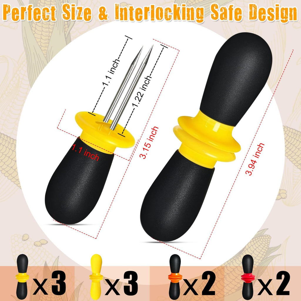 20 Pcs/10 Pairs Corn Cob Holders, Stainless Steel Corn Holders Corn on The Cob Skewers for Home Cooking BBQ Parties Camping, Interlocking Design, 4 Colors