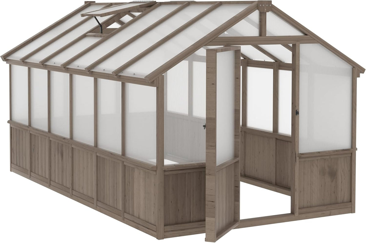 bluewish 8x12 ft greenhouse for outdoors, wood green, main product view