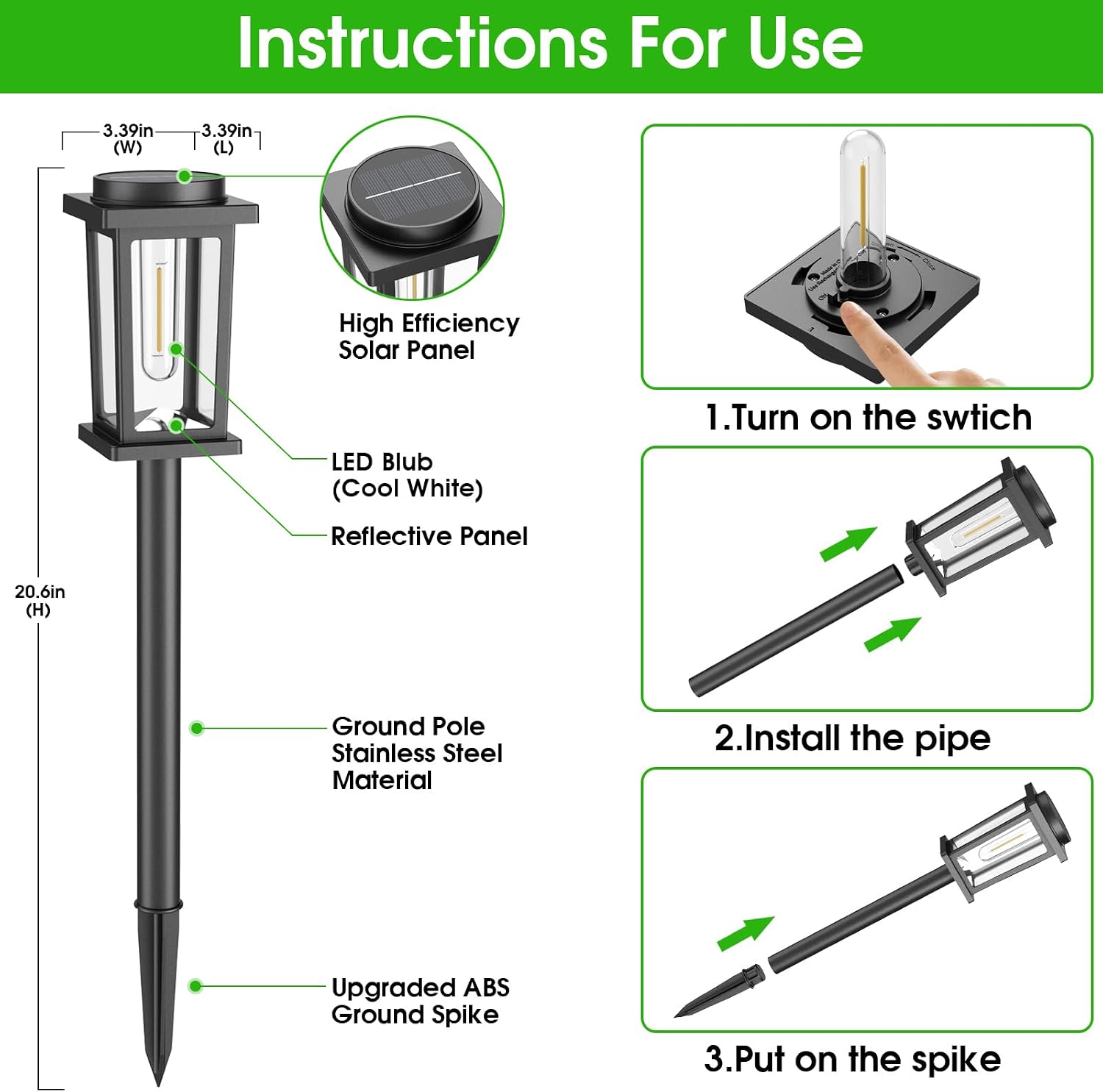 Melunar Solar Pathway Lights Outdoor, 8 Pack Solar Powered Garden Lights Waterproof, Auto On/Off Outdoor Landscape Lights for Patio, Walkway, Driveway, Lawn, Pool Decor. (Warm White)