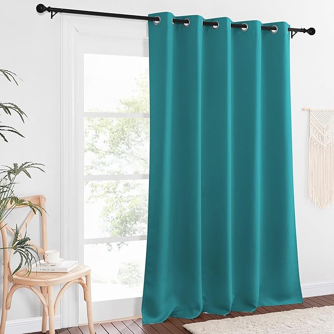 NICETOWN Blackout Curtain Drape for Bedroom - Light Reducing Thermal Insulated Solid Grommet Room Darkening Window Curtain 90 inches Long for Living Room (Peacock Teal, 1 Piece, W66 x L90)