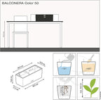 Lechuza BALCONERA Color 50 Nutmeg, Self-Watering Window Box (Railing Planter), H7.5 L19.7 W7.5 in