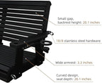 HDPE Porch Swing with 18/8 Stainless Steel Bolts, Ergonomic Design, Ultra Weather-Resistant, Heavy Duty 1200 LBS, for Outdoor Patio Garden Yard (Darknight Black)