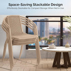 VINGLI PE Rattan Outdoor Dining Chairs Set of 4, Plastic Stackable Patio Chairs for Indoor, Porch, Restaurant, Garden,Champagne