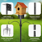 79 Inch Adjustable Bird House Pole | Heavy Duty Bird Feeder Pole for Outdoors | Bird Feeder Stand with Mounting Bracket and Shepherd's Hooks | Mounting Pole for Smart Bird Feeder