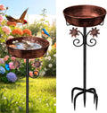 3" Deep Metal Bird Bath for Outside, Removable 12" Dia Vintage Bird Baths Bowl for Outdoors with Stable 5-Prong Stake, 37" H Freestanding Birdbath for Garden Patio Yard Lawn (Brush Bronze)
