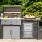stanbroil triple access drawers for outdoor kitchen, 304, front angle view