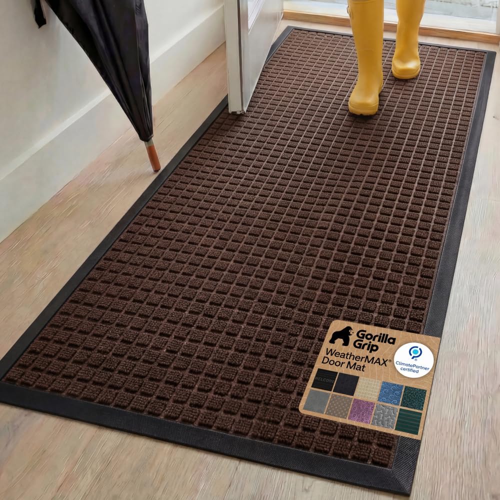 gorilla grip weathermax door mat, indoor outdoor, 72x24, main product view