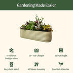 Vego garden 26" Extra Tall Raised Garden Bed Kits, 10 in 1 Modular Raised Planter Box for Vegetables Flowers Fruits Oval Metal Raised Garden-Olive Green
