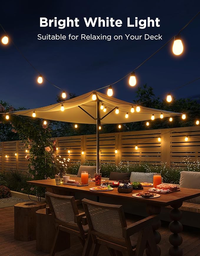 Govee S14 Bulb Outdoor String Lights 2, 144ft RGBIC Smart Warm White Outdoor Lights with 15 LED Bulbs, 111 Scene Modes for Outdoor Decor, IP66 Compatible with Alexa, Google, Matter, APP Control