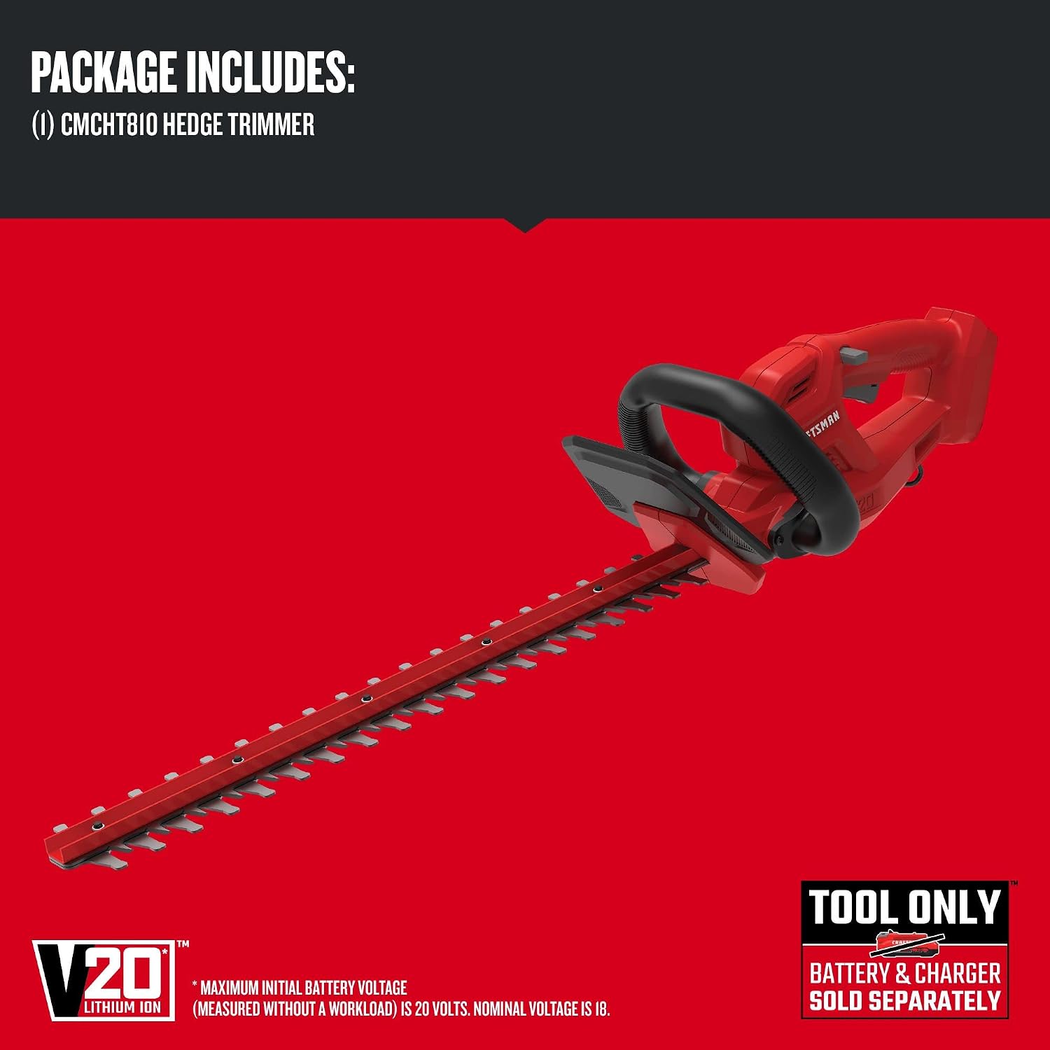 CRAFTSMAN V20 Cordless 20-Inch Hedge Trimmer & 13-Inch WEEDWACKER String Trimmer/Edger Bundle, Bare Tool Only