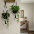 Shappy 2 Pack Jute Crochet Long Plant Hanger for 3 Inch to 12 Inch Pots, Macrame Plant Holder Rope with S Shaped Hooks for Halloween Home Decor (Black)