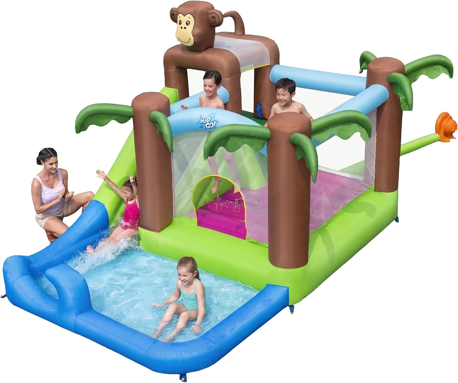 H2OGO! Island Adventure Kids Inflatable Water Park with Heavy-Duty Blower | Inflatable Water Slide, Bounce House for Kids Ages 3+, 2-Minute Inflation, Climbing Wall, Durable Material, Splash Pool