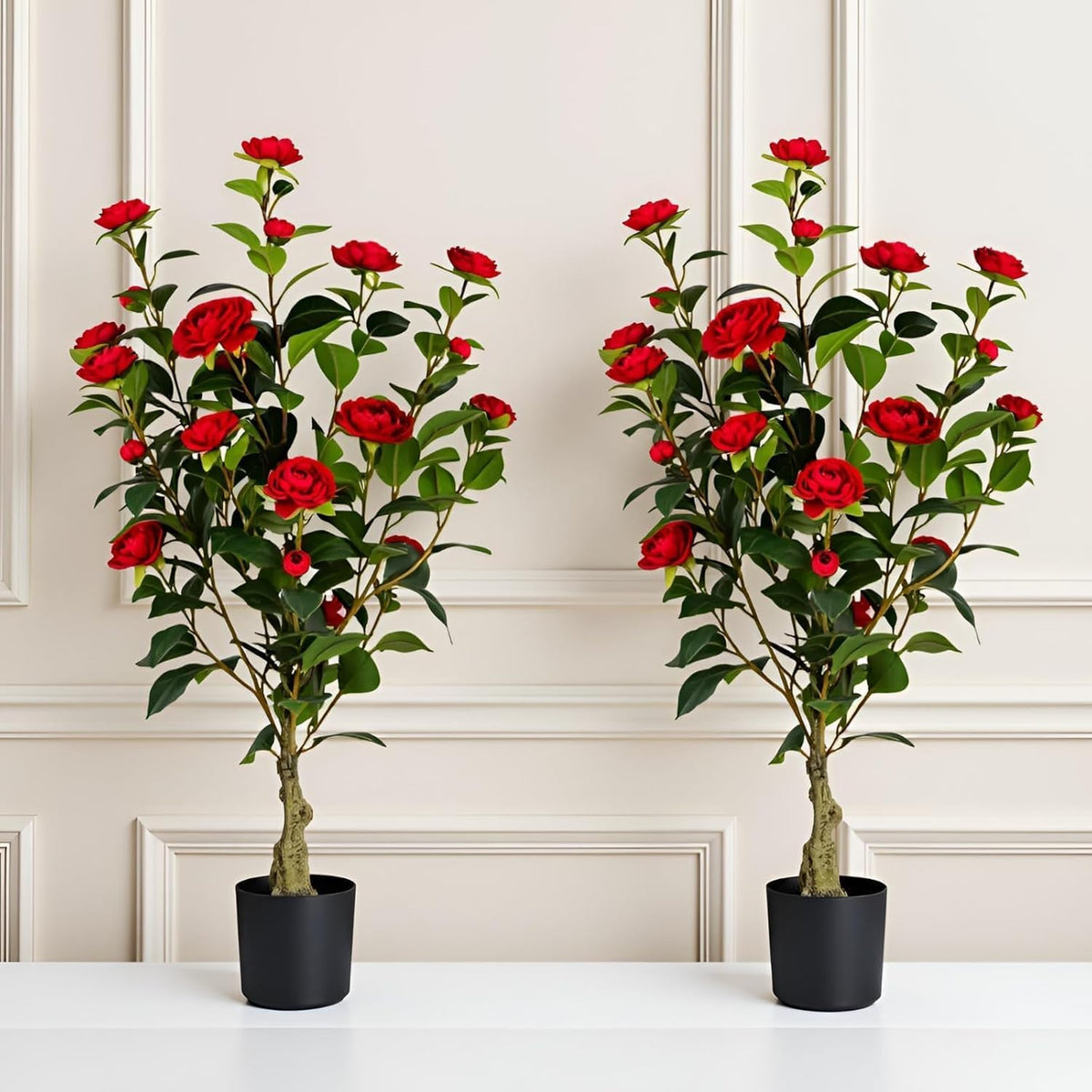 artificial camellia tree 2 pack, 3ft faux camellia, main product view