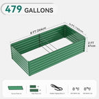 YITAHOME 96x48x24 in Galvanized Raised Garden Bed Kit, Large Metal Planter Box with Gloves, Safety Rubber & Support Rod, Outdoor Flower Bed for Plants Vegetables, Green
