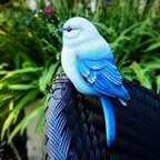 Garden Bird Statue Flower Pot Hugger Outdoor Decor for Tree, 6.7" Tall Resin Bird Figurine Plant Pot Decorations for Fence Balcony Patio Lawn Yard Ornaments (Blue)