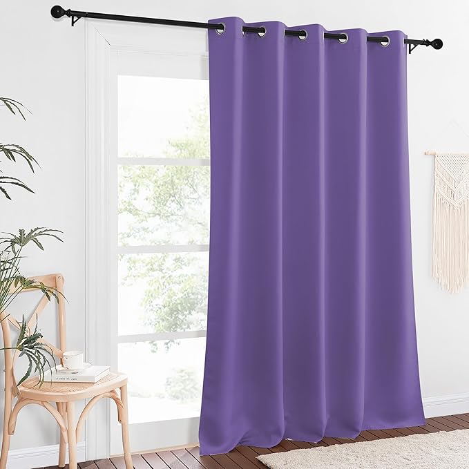 NICETOWN Blackout Curtains 84 Inch Length, Thermal Insulated Curtains for Bedroom Grommet Energy Saving Room Darkening Drapes for Living Room Window, 1 Panel, Lilac Purple, 66" W x 102" L