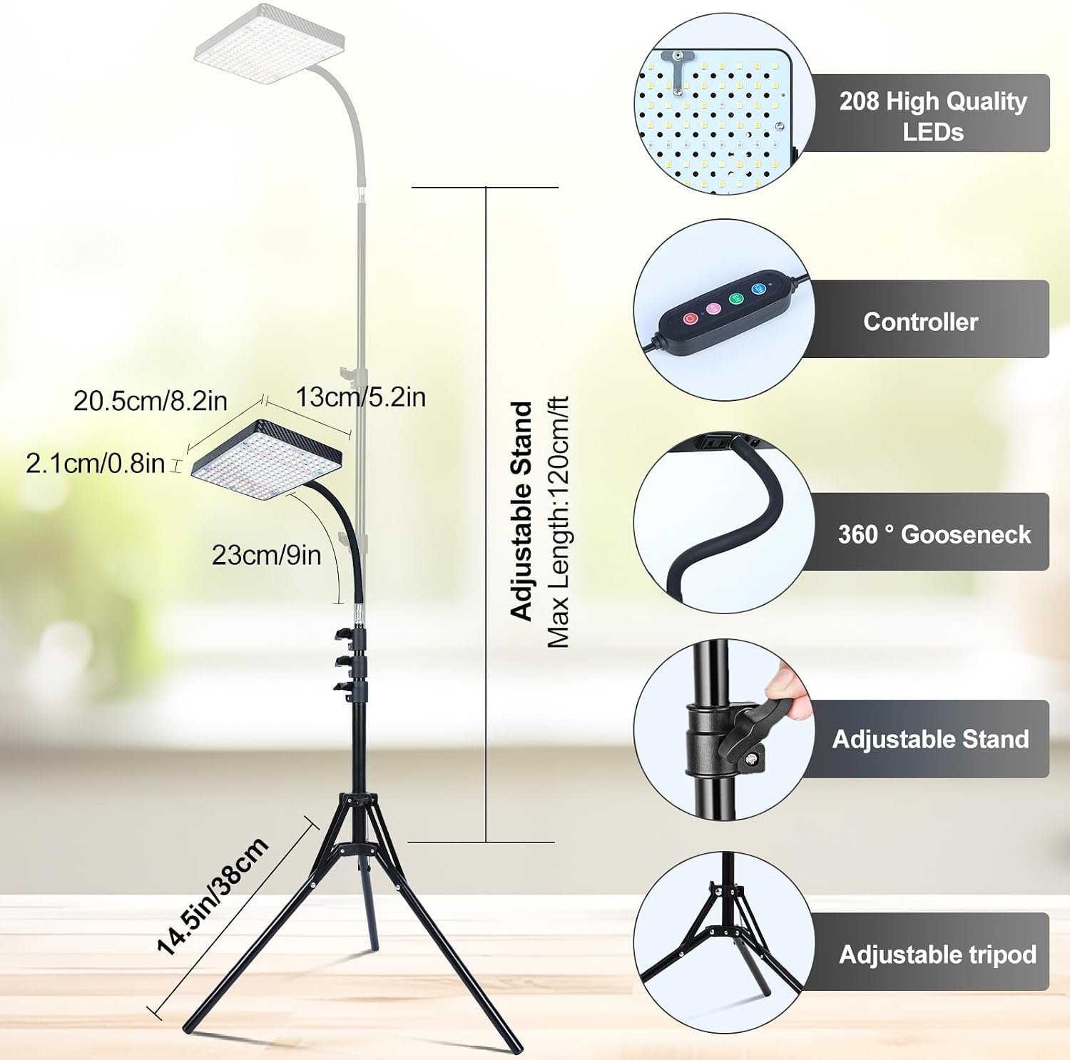 25 Watt Grow Light with Stand, Enough Bright, NO Need Adapter, 4/8/12/16/20H 5-Mode Timer, Natural Sunlight Full Spectrum Plant Growing Lamps for Tall Houseplants & Bonsai Tree
