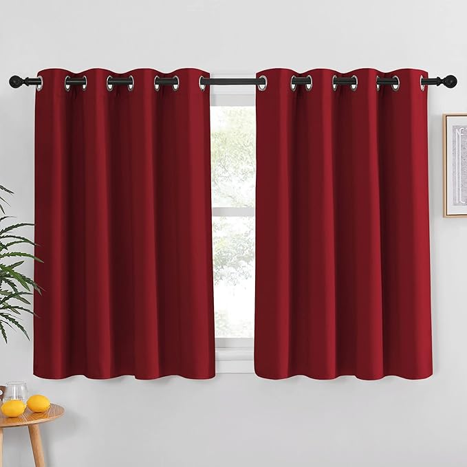 NICETOWN Blackout Drapery Curtain Panel - Thermal Insulated Solid Grommet Blackout Curtain/Panel/Drape for Living Room(Single Panel, 52 by 54-inch, Burgundy Red)