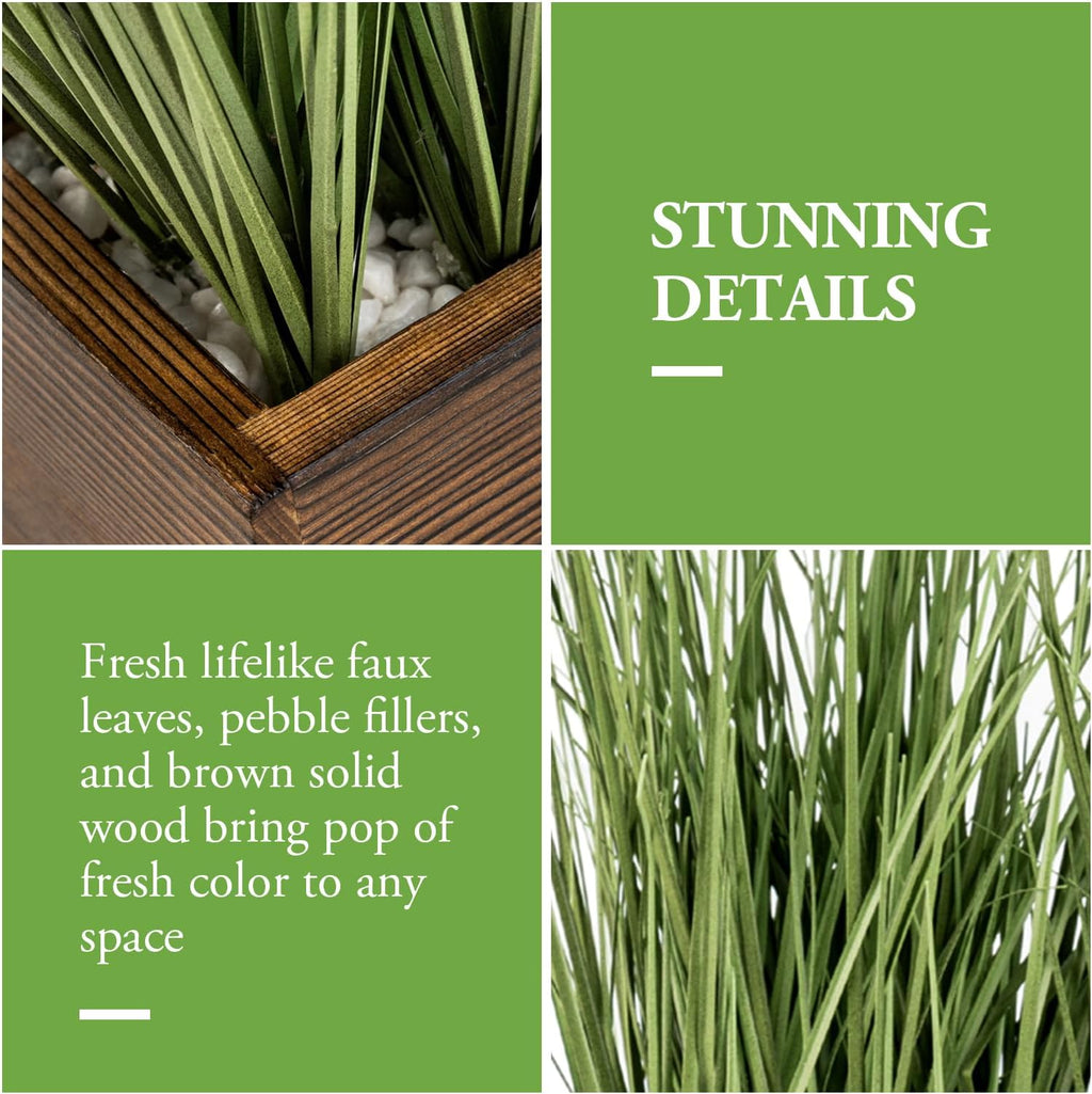 mygift artificial green grass plants trio in rustic shown in use