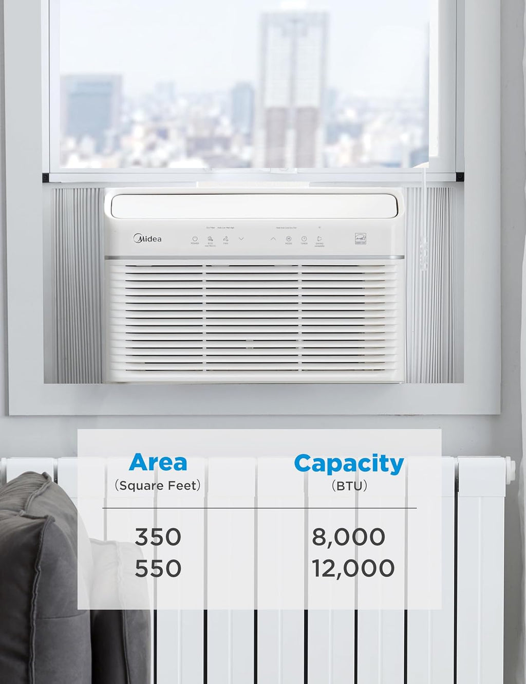 midea 8,000 btu smart inverter air conditioner window, view 9