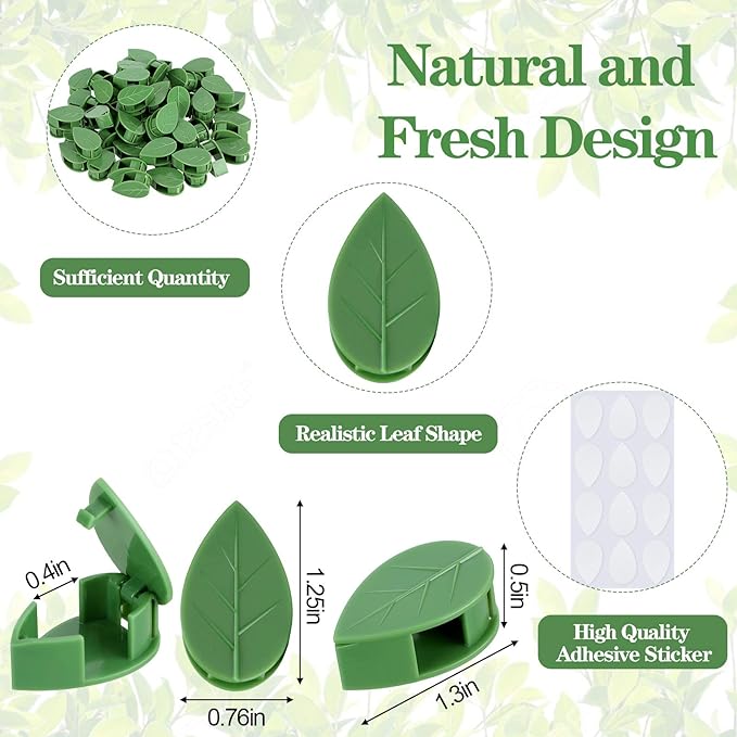 Geiserailie 60 Pieces Plant Climbing Wall Fixture Clips with 72 Pieces Acrylic Adhesive Sticker Leaf Fixer Invisible Wall Vines Fixing Clips Hook Plant Vine Traction for Indoor Outdoor Decoration