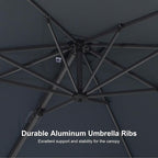 PURPLE LEAF 8' X 8' Patio Umbrella with Steel Plate Base for Pool 7' High Offset Outdoor Cantilever Umbrella Swimming Pool Umbrella with 360°Rotation for Poolside Light Grey