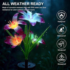 Upgraded Solar Garden Lights, 4 Pack Outdoor Solar Lights, New Round Panel for 40-Hour Runtime, Serve as Outdoor & Indoor Decor, 7-Color Changing Flower Lights, Waterproof for Patio Yard Decoration