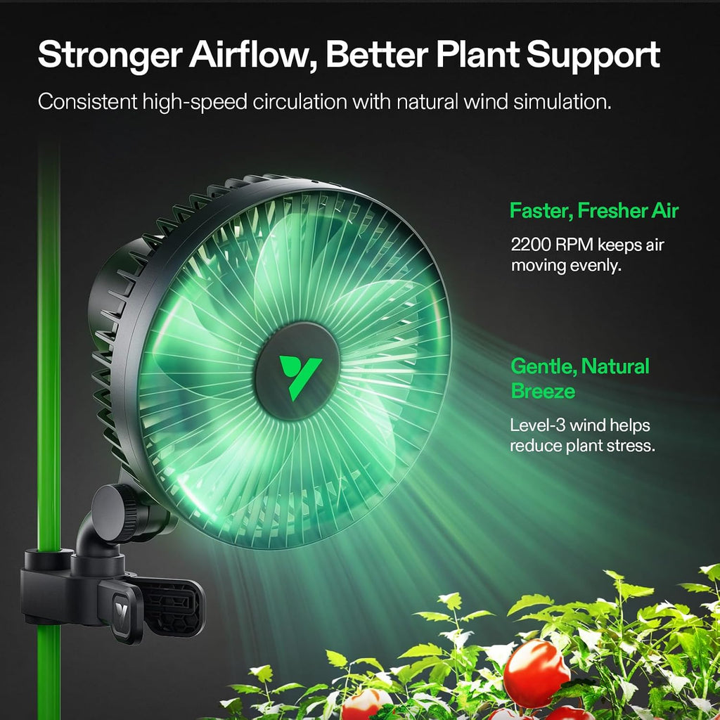 vivosun aerowave a6 grow tent clip fan, 6", close-up detail