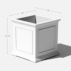 Veradek Brixton Series Cube Plastic Planter - Square Planter for Indoor or Outdoor Patio/Front Porch | Durable All-Weather Use w/Drainage Holes | Classic Estate Design for Flowers, Tall Plants, Trees