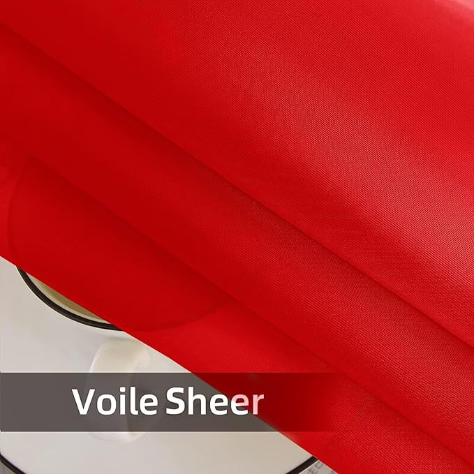 SpaceDresser Waterproof Outdoor Sheer Curtains for Patio - 2 Panels Rod Pocket Indoor Voile Sheer Curtain for Living Room,52W x 84L inch, Red