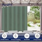 PureFit Outdoor Curtains for Patio Waterproof Weatherproof, UV Resistant Outside Curtains for Gazebo, Front Porch, Pergola, Sun Blocking Privacy Curtain, 100W x 108L inch, 1 Panel, Sage Green