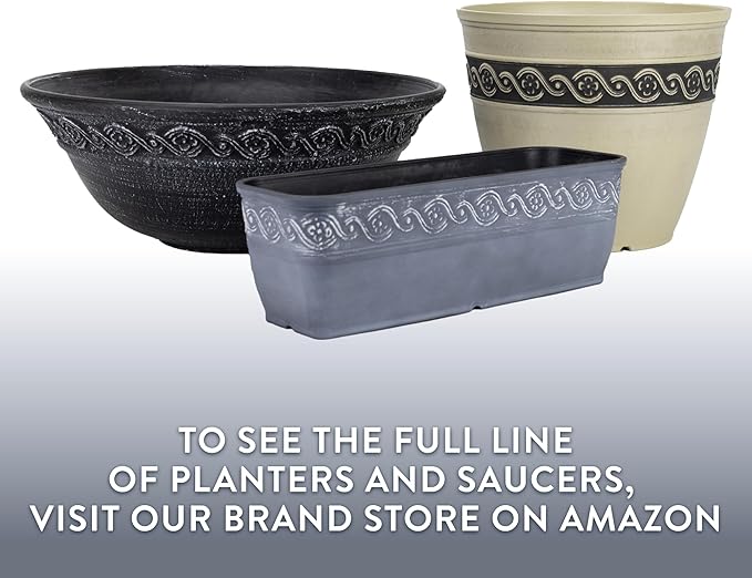 Classic Home and Garden Corinthian Trough Planter, 10", Slate Blue (3 Pack)