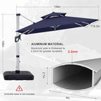 ABCCANOPY Patio Umbrella Cantilever Double Top Outdoor Offset Umbrella with 360° Rotation