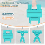 LUE BONA Small Outdoor Folding Side Table, HDPS Outside End Table for Patio, Porch, Deck, Pool, 14 Inch Height, Aruba Blue