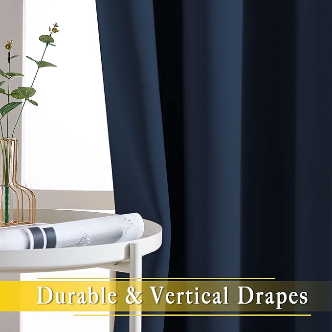 NICETOWN Bedroom Window Treatment Blackout Curtain Panel - Thermal Insulated Blackout Curtain Drape/Drapery for Sliding Glass Door/Patio (Navy, 1 Panel, 80 x 95 inch)