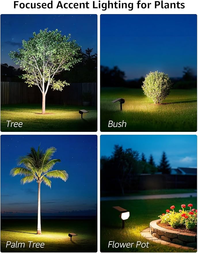 Lepro Solar Decorative Spot Lights 4 Pack, Warm White Accent Lights for Garden Ambiance, IP65 Waterproof Adjustable Landscape Lighting to Highlight Statues, Plants, Pathways & Yard Decor