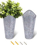 2 Pack 12 Inch Galvanized Wall Planters for Flowers, Silver | Tall Metal Tin Vases for Indoor or Outdoor Flowers, Farmhouse Hanging Planter Decor for Walls, Porches and Country Homes