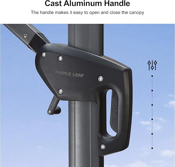 PURPLE LEAF 10'×10' Patio Umbrella with Base and Cover Outdoor Umbrella Large Cantilever Umbrella Windproof Offset Heavy Duty Sun for Garden Deck Pool Patio Navy Blue