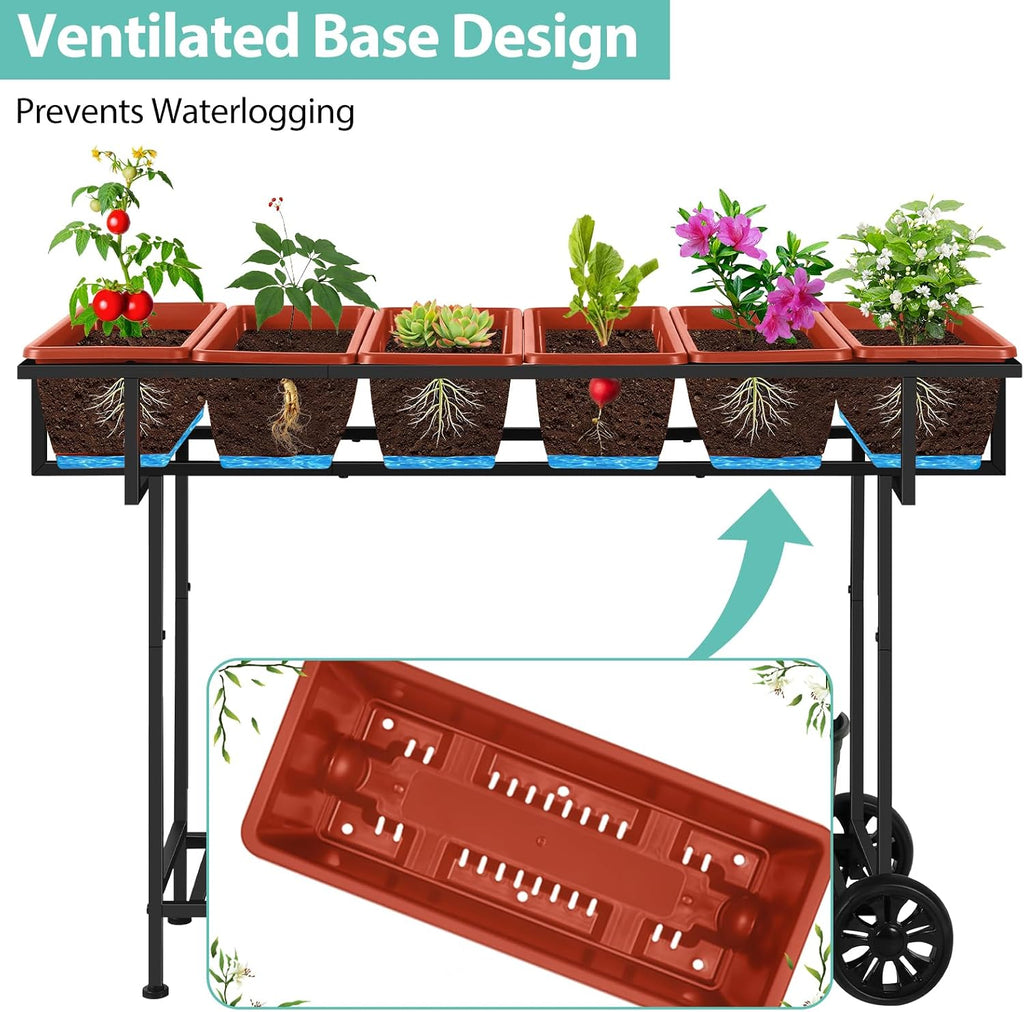 ybing elevated garden bed with wheels outdoor 42x17x30in, close-up detail