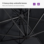 PURPLE LEAF 9'×11.5' Cantilever Patio Umbrella with Base Rectangle Offset Outdoor Umbrella Cover with Zipper for Garden Deck Pool Grey