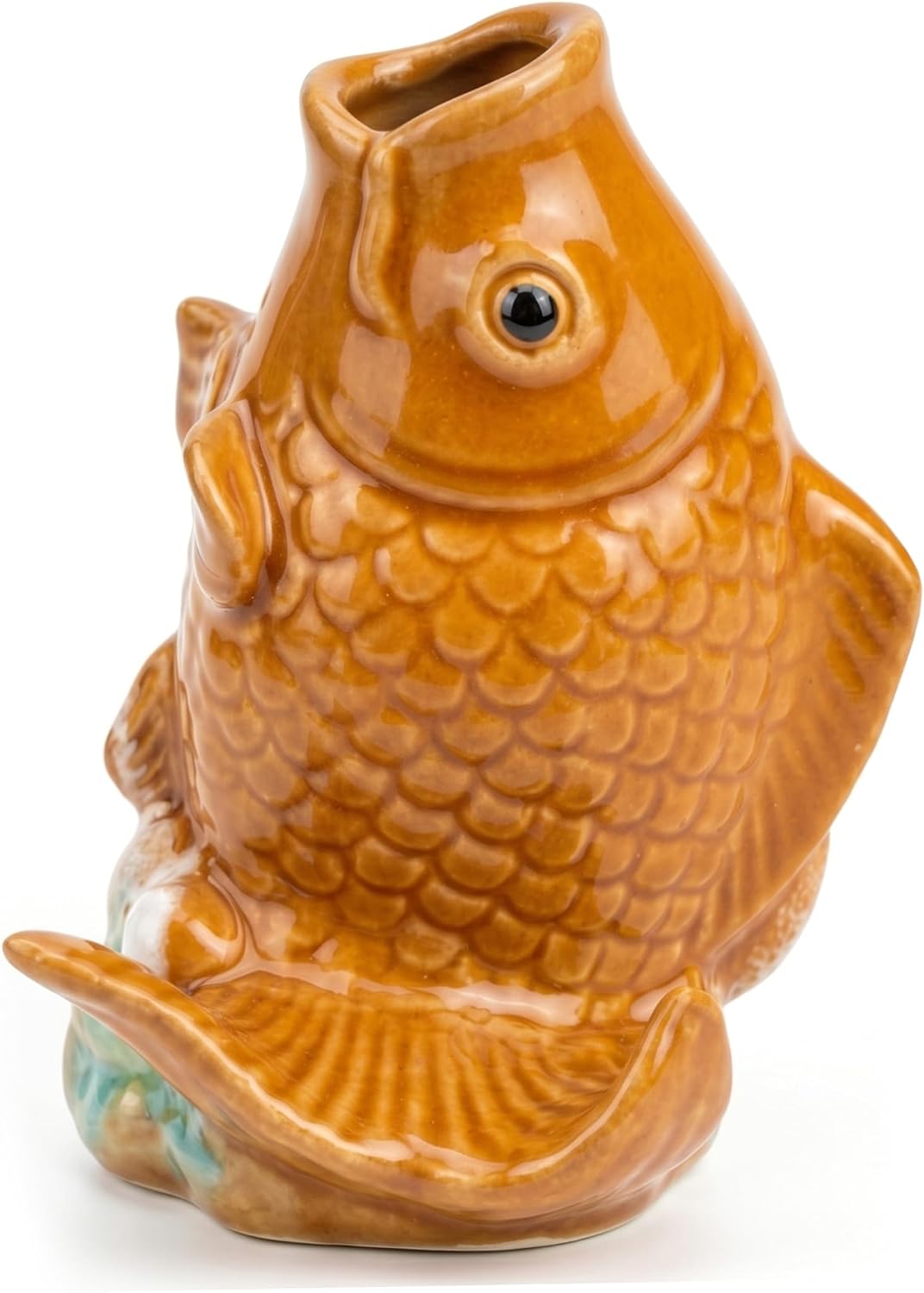 Ceramic Koi Fish Pond Spitter, Style 2, for Small Ponds | Lifelike Koi Design, Fits Small Ponds, Ideal for Garden Landscape Upgrades