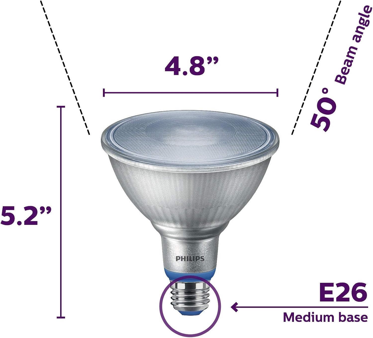 Philips LED Plant Grow Light Bulb PAR38, 1325 Lumen, Daylight (5000K), 15.5W, E26 Base, Title 20 Certified, 1-Pack